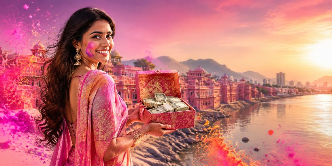 Jaipur casino with festive Holi celebration atmosphere
